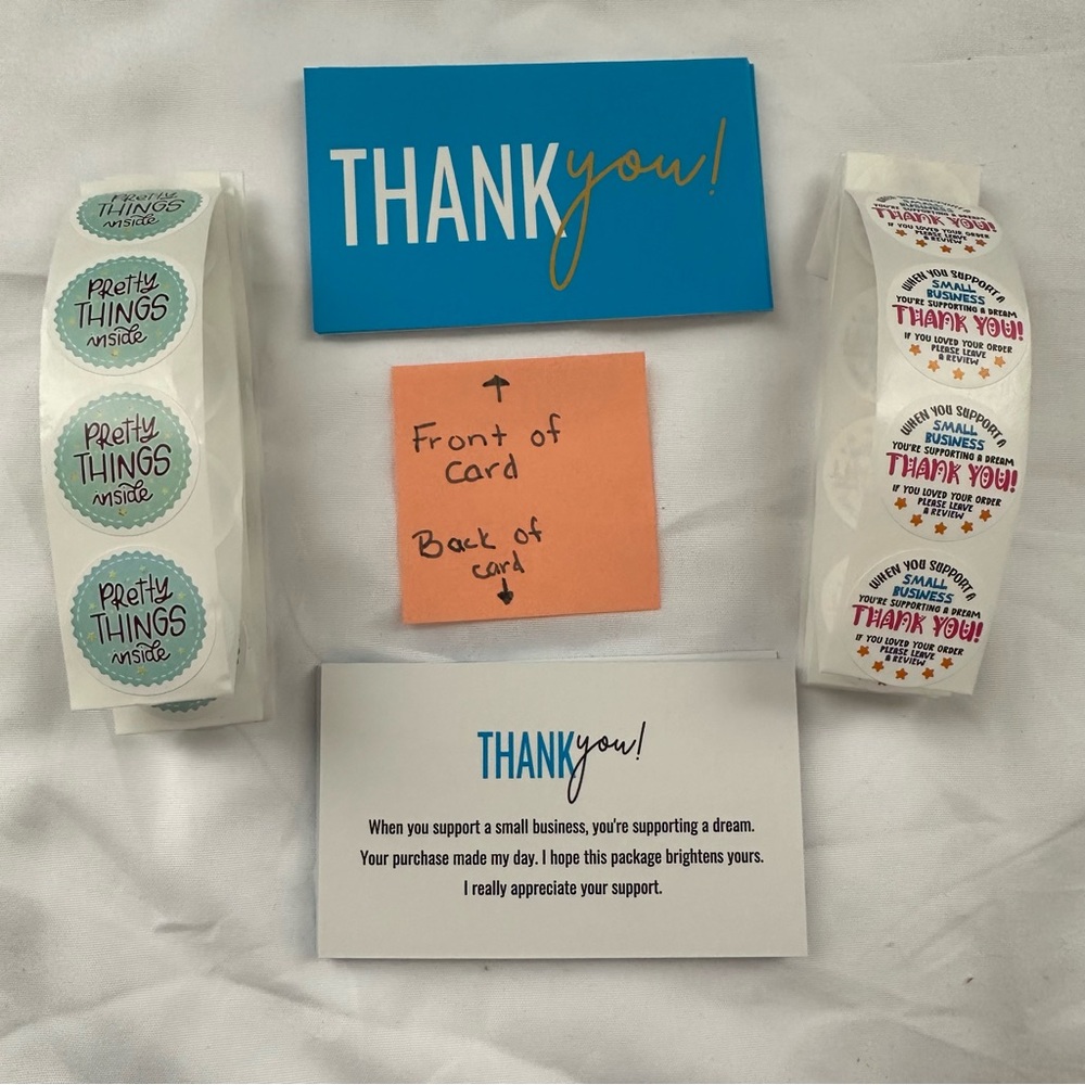 25 Blue Thank You Cards + 50 Small Business Stickers – Customer Appreciation Set